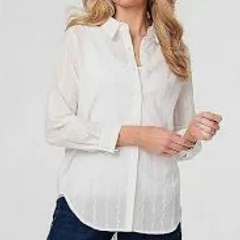 IZABEL LONDON EMBROIDED SHIRT WHITE SIZE 16