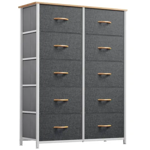 BOXED LOUNES 10-DRAWER CHEST OF DRAWERS - GREY (1 BOX)