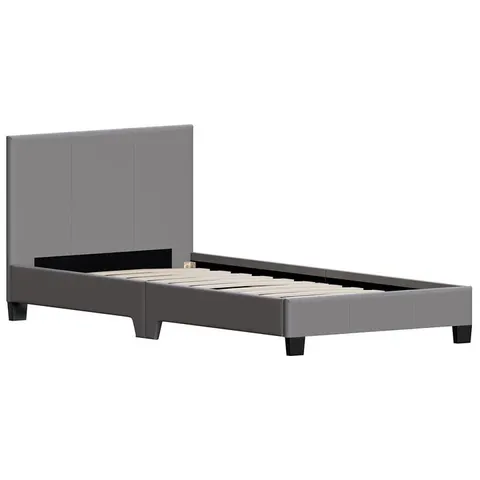 BOXED VIDA DESIGNS LISBON 3FT SINGLE FAUX LEATHER BED - GREY