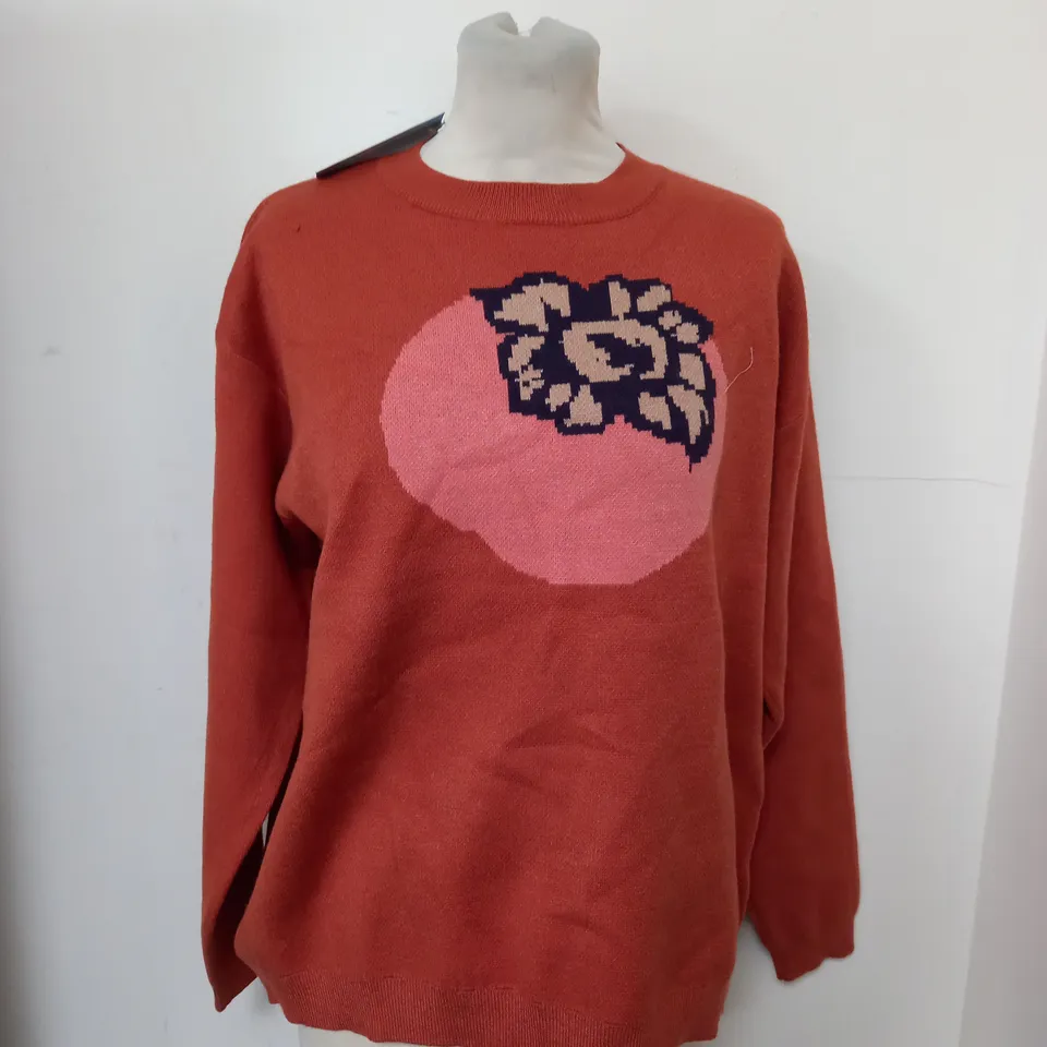 COMPANICA FANSTASTICA FINE KNIT SWEATSHIRT IN ORANGE SIZE S