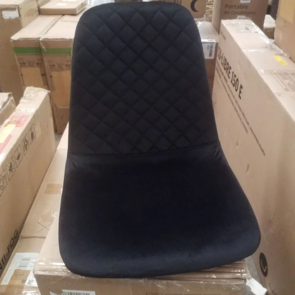 BOXED SET OF 2 BLACK VELVET DIAMOND BACK DINING CHAIRS