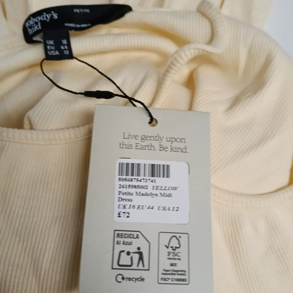 NOBODY'S CHILD PETITE MADELYN MIDI DRESS – YELLOW, UK 16 (EU 44)