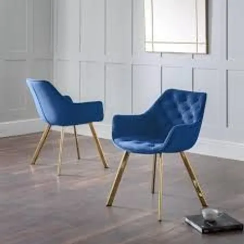 BOXED JULIAN BOWEN LORENZO SET OF 2 BLUE DINING CHAIRS