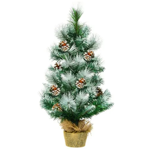 BOXED COSTWAY SNOW FLOCKED ARTIFICIAL CHRISTMAS PINE TREE WITH PINE CONES 2FT