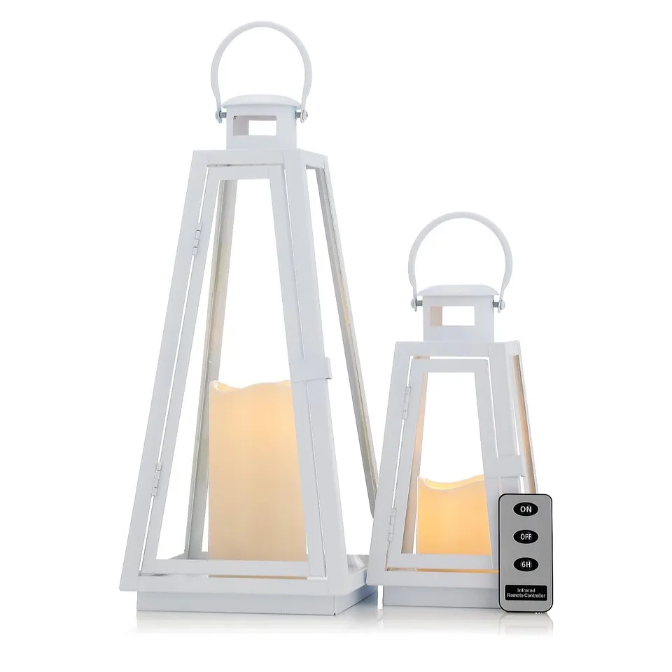 HOME REFLECTIONS SET OF 2 INDOOR OUTDOOR LANTERNS WITH LED CANDLES