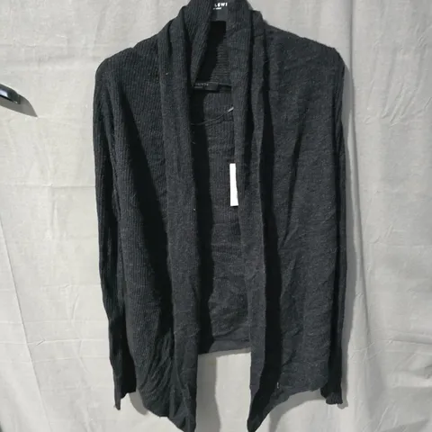 ALLSAINTS BLACK KNIT CARDIGAN, OPEN FRONT, MEDIUM