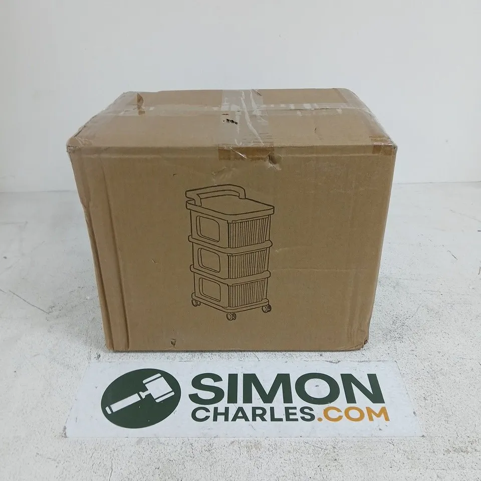 BOXED PLASTIC WHEELED SHELF UNIT