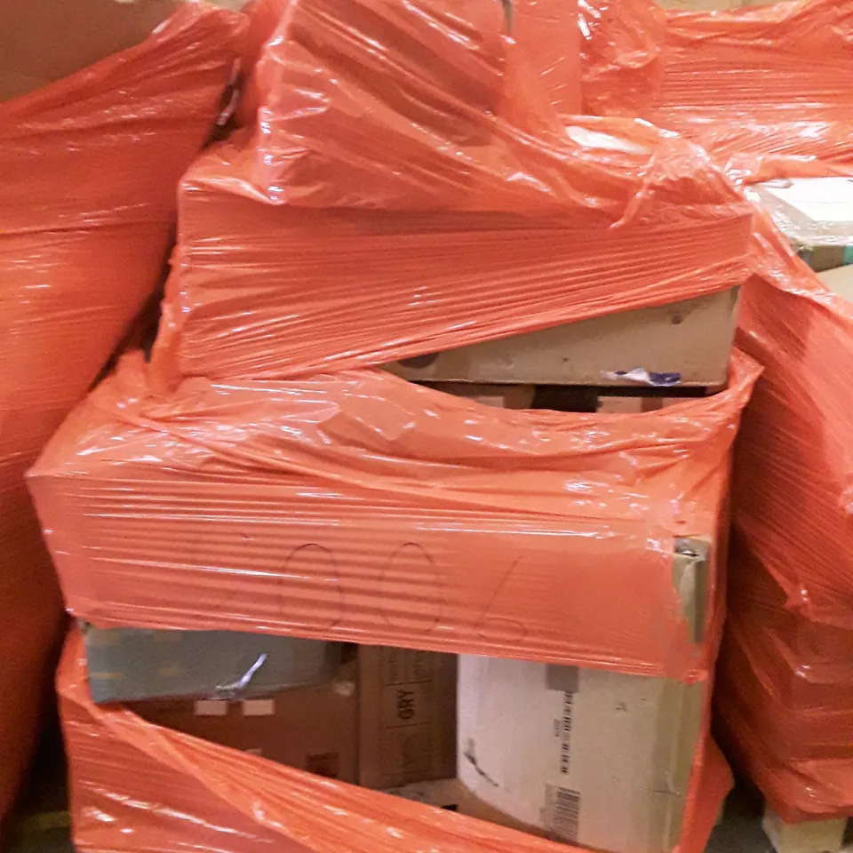 PALLET OF ASSORTED PRODUCTS INCLUDING L-SHAPED DESK, OFFICE CHAIR, DRESSING TABLE WITH STORAGE, ROTARY DEHUMIDIFIER 