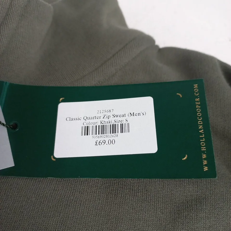 HOLLAND COOPER CLASSIC QUARTER ZIP SWEAT (MEN'S) KHAKI, SIZE S