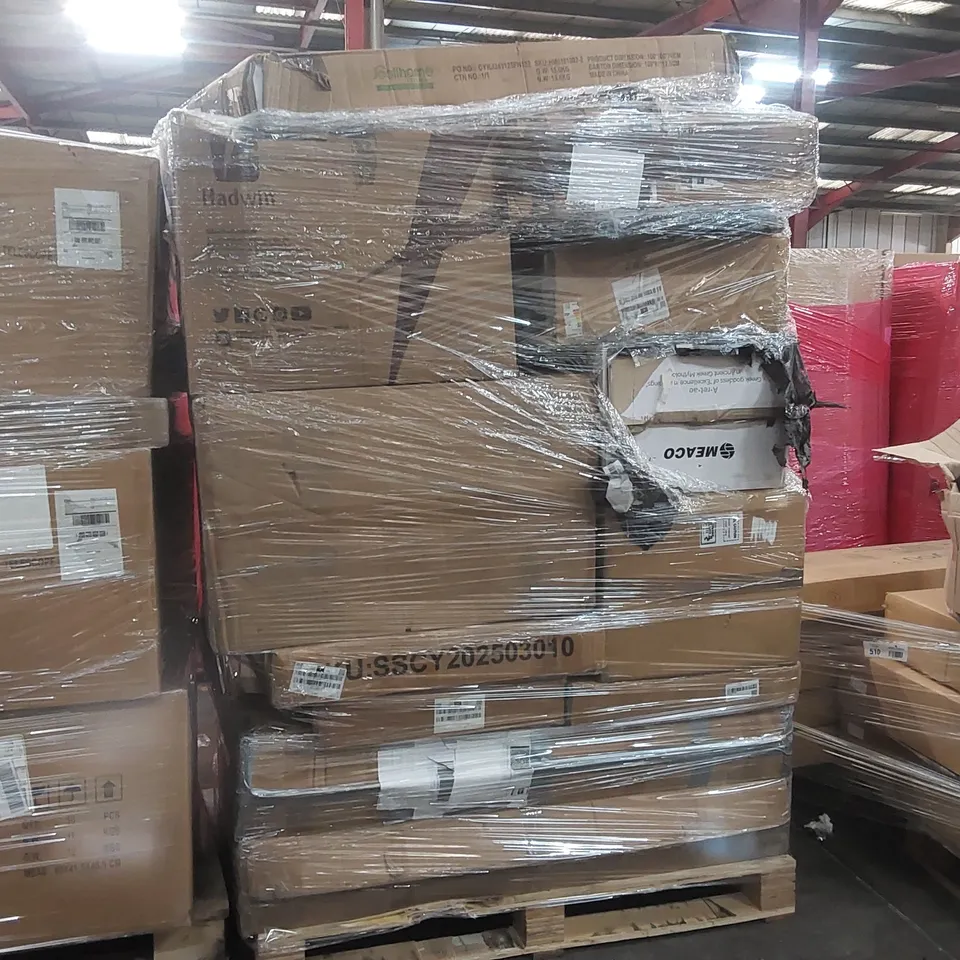 PALLET OF ASSORTED ITEMS INCLUDING: KIDS SCOOTER, MEACO BIN, CORDLESS VACUUM CLEANER ECT