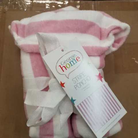 BOX CONTAINING APPROXIMATELY 80 STRIPED PINK PONCHOS 