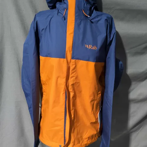 RAB DOWNPOUR ECO JACKET – DEEP INK/MARMALADE – UK XL