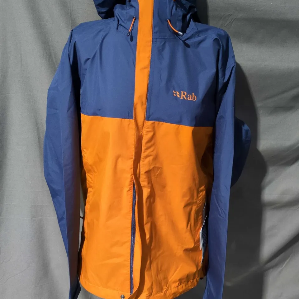 RAB DOWNPOUR ECO JACKET – DEEP INK/MARMALADE – UK XL