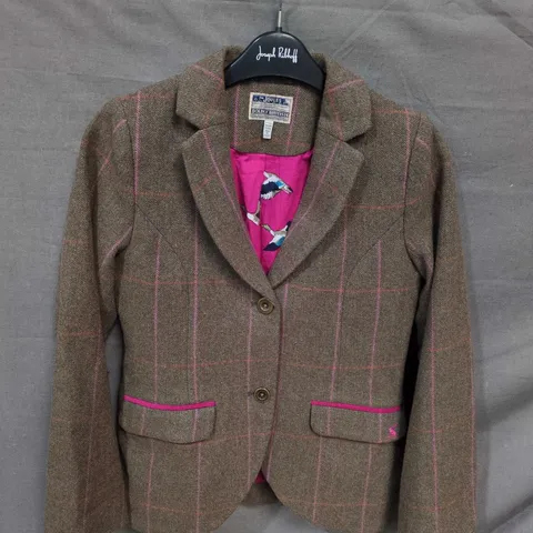 JOULES KIDS BUTTON THROUGH BLAZER IN TARTAN BROWN - 11/12 YRS HEIGHT 152CM