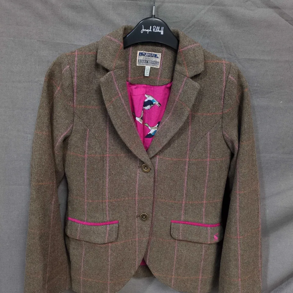 JOULES KIDS BUTTON THROUGH BLAZER IN TARTAN BROWN - 11/12 YRS HEIGHT 152CM