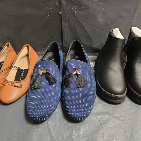 BOX OF APPROXIMATELY 10 ASSORTED PAIRS OF SHOES AND FOOTWEAR ITEMS IN VARIOUS COLOURS, STYLES, AND SIZES - COLLECTION ONLY