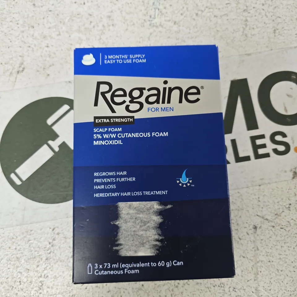 REGAINE FOR MEN EXTRA STRENGTH SCALP FOAM 5% MINOXIDIL – 3 X 73ML CANS (BOXED)