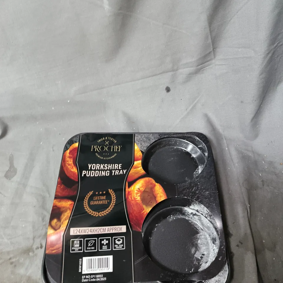 BOX OF APPROXIMATELY 20 ASSORTED HOUSEHOLD ITEMS INCLUDING EMMA BRIDGEWATER 2026 CALENDAR , PRO CHEF YORKSHIRE PUDDING TRAY AND A6 CLASSIC RULED NOTEBOOK SET