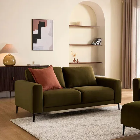 BOXED DUSK MALIBU 2 SEATER SOFA - RICH GREEN