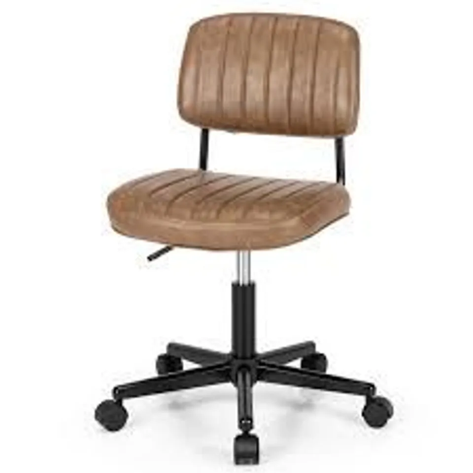 BOXED COSTWAY ROLLING HOME OFFICE CHAIR WITH BACKREST AND ADJUSTABLE HEIGHT - BROWN (1 BOX)
