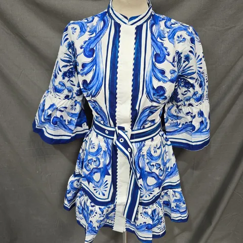 FARM GARDEN TILES DRESS IN OFF WHITE SIZE S