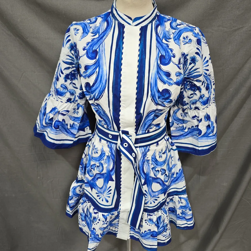 FARM GARDEN TILES DRESS IN OFF WHITE SIZE S