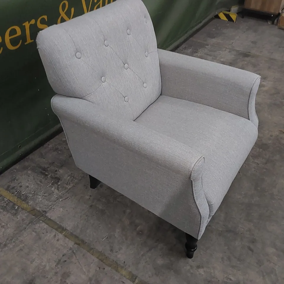 QUALITY DESIGNER GREY FABRIC ARMCHAIR 