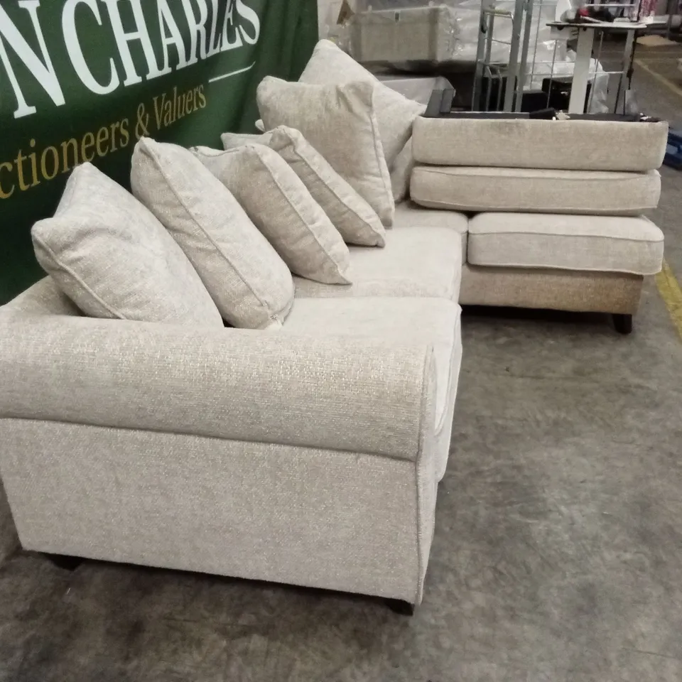 DESIGNER FABRIC CORNER CHAISE SOFA WITH FOOTSTOOL