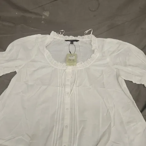 NOBODY'S CHILD WHITE LUMI BLOUSE – UK M (EU M / USA M)