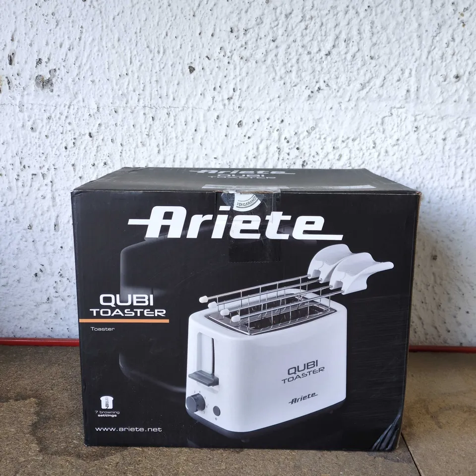 ARIETE QUBI TOASTER – WHITE, BOXED, 2-SLICE