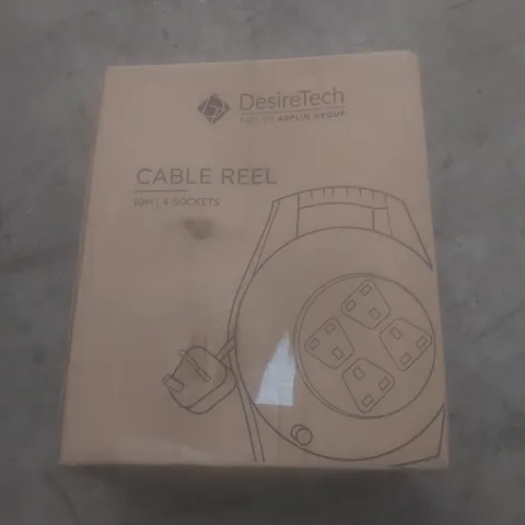 BOXED DESIRETECH 10m CABLE REEL, 4 SOCKETS