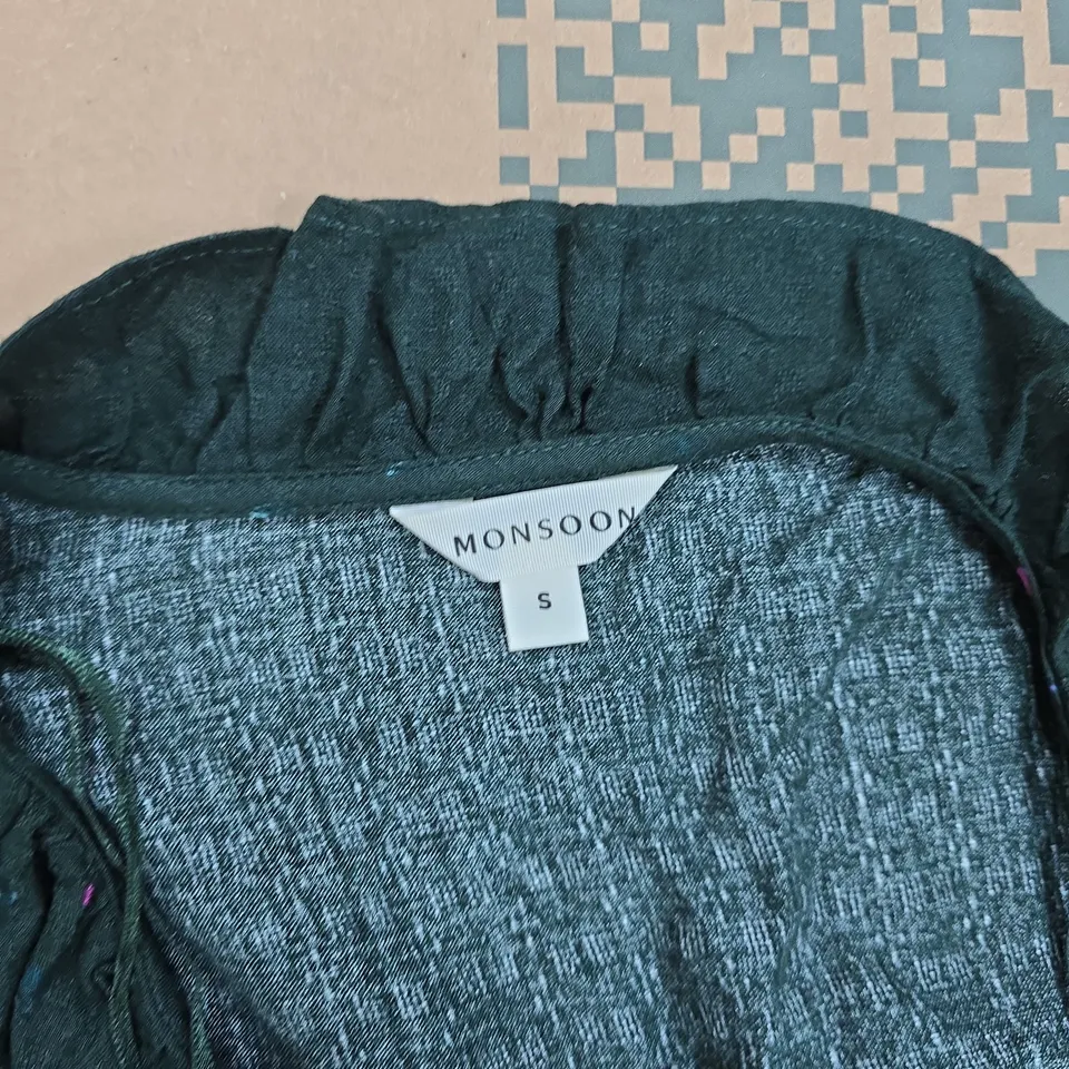 MONSOON WOMEN'S GREEN FLORAL EMBROIDERED BLOUSE – SIZE S