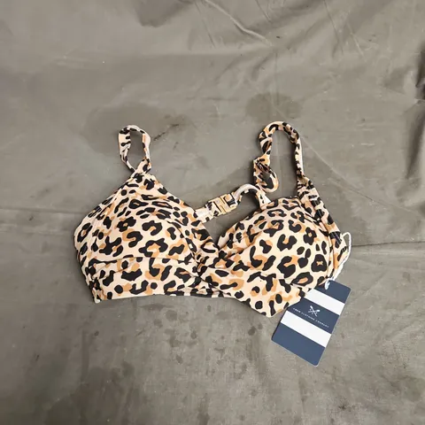 CREW CLOTHING COMPANY TWIST BIKINI TOP IN LEOPARD SIZE 8