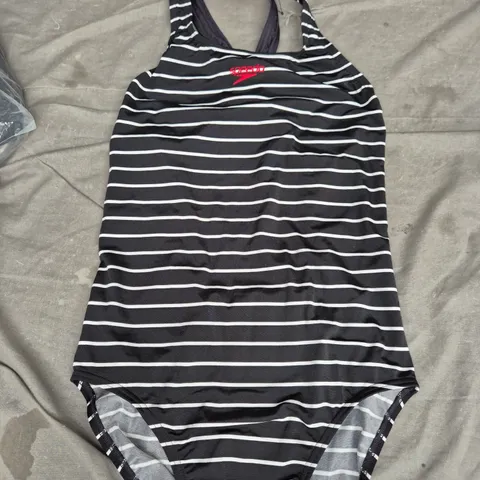 SPEEDO SWIM SUIT - BLACK AND WHITE STRIPED - SIZE 16