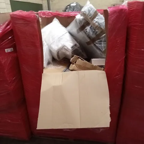 PALLET OF ASSORTED HOUSEHOLD GOODS AND PRODUCTS TO INCLUDE; STEP STOOLS, POP-UP TENTS, BOXED FURNITURE ETC 