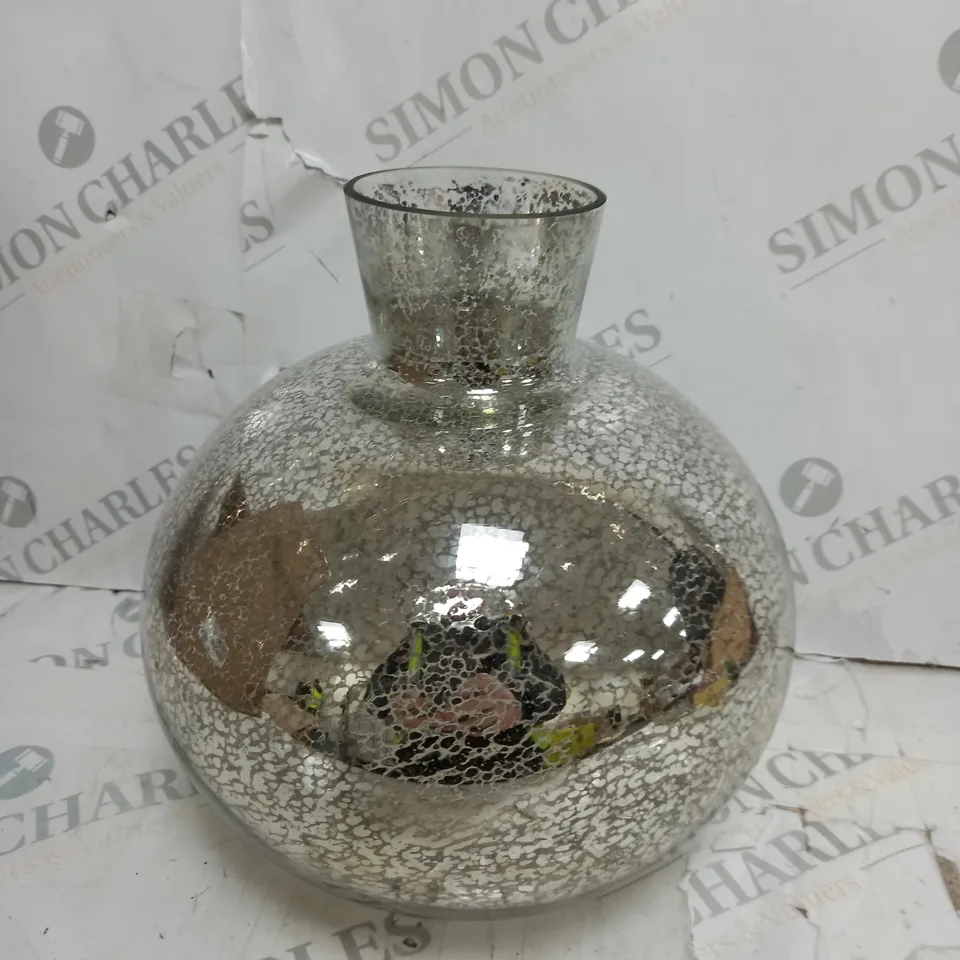 BOXED ALISON CORK PRELIT MERCURY GLASS VASE - SILVER