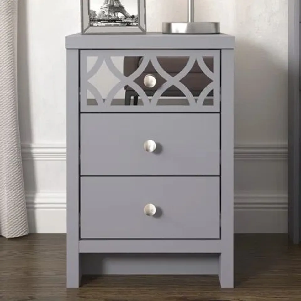 BOXED IRIS 3 DRAWER BEDSIDE TABLE 