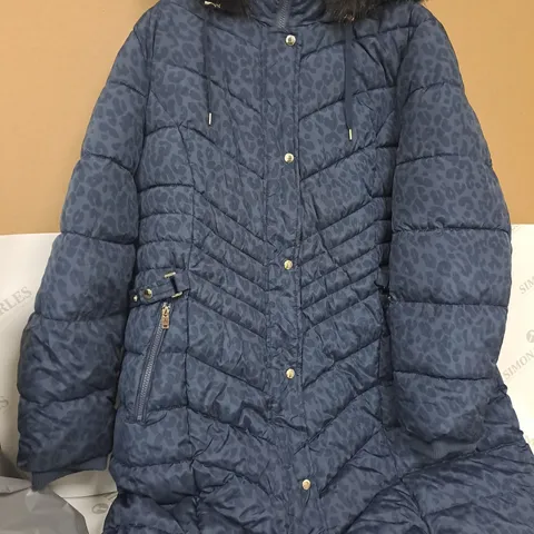 BONMARCHE ANIMAL PRINT LONG PADDED COAT - SIZE 24