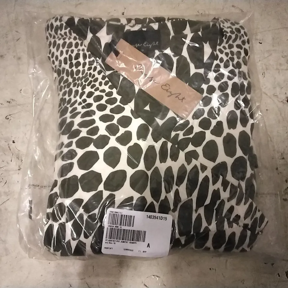 BOX OF APPROXIMATELY 16 PHASE EIGHT ABSTRACT PRINT JUMPSUITS SIZE 16