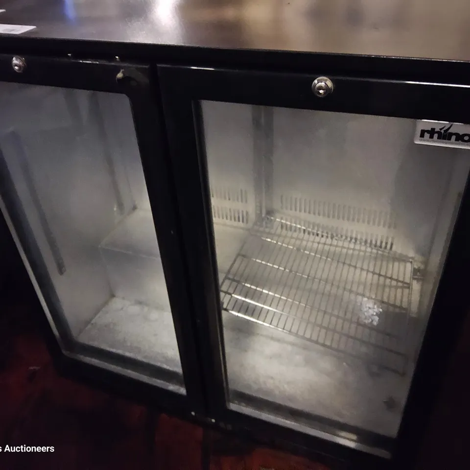 RHINO DOUBLE DOOR UNDER COUNTER BOTTLE DISPLAY FRIDGE 