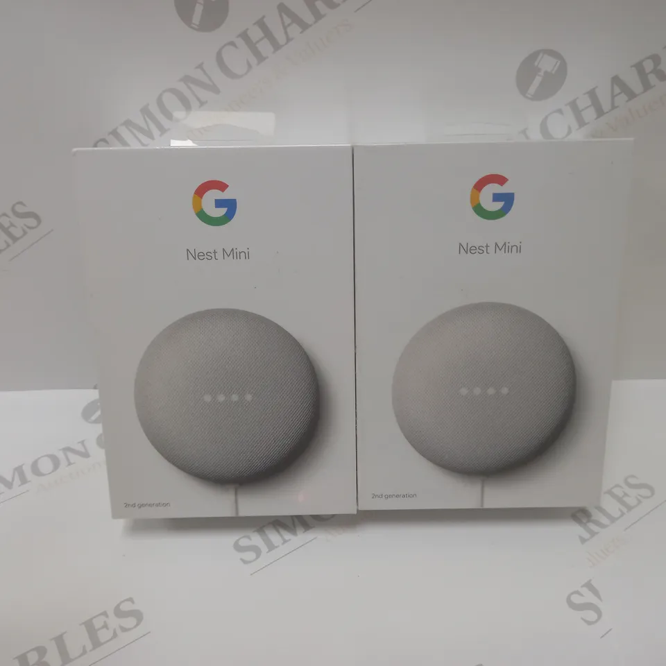 2 BRAND NEW BOXED GOOGLE NEST MINI (2ND GEN) WITH GOOGLE ASSISTANT - CHALK