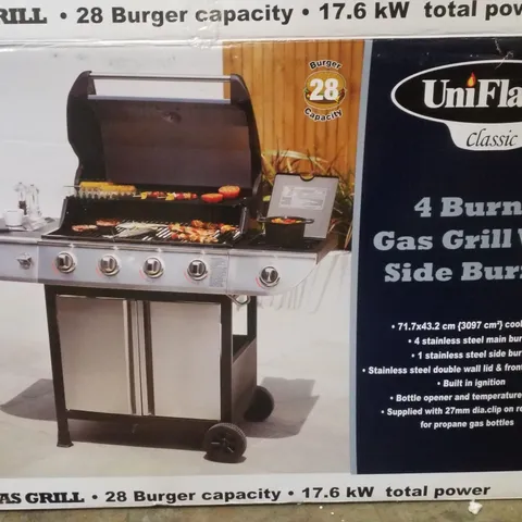 BOXED UNIFLAME CLASSIC 4 BURNER GAS GRILL WITH SIDE BURNER
