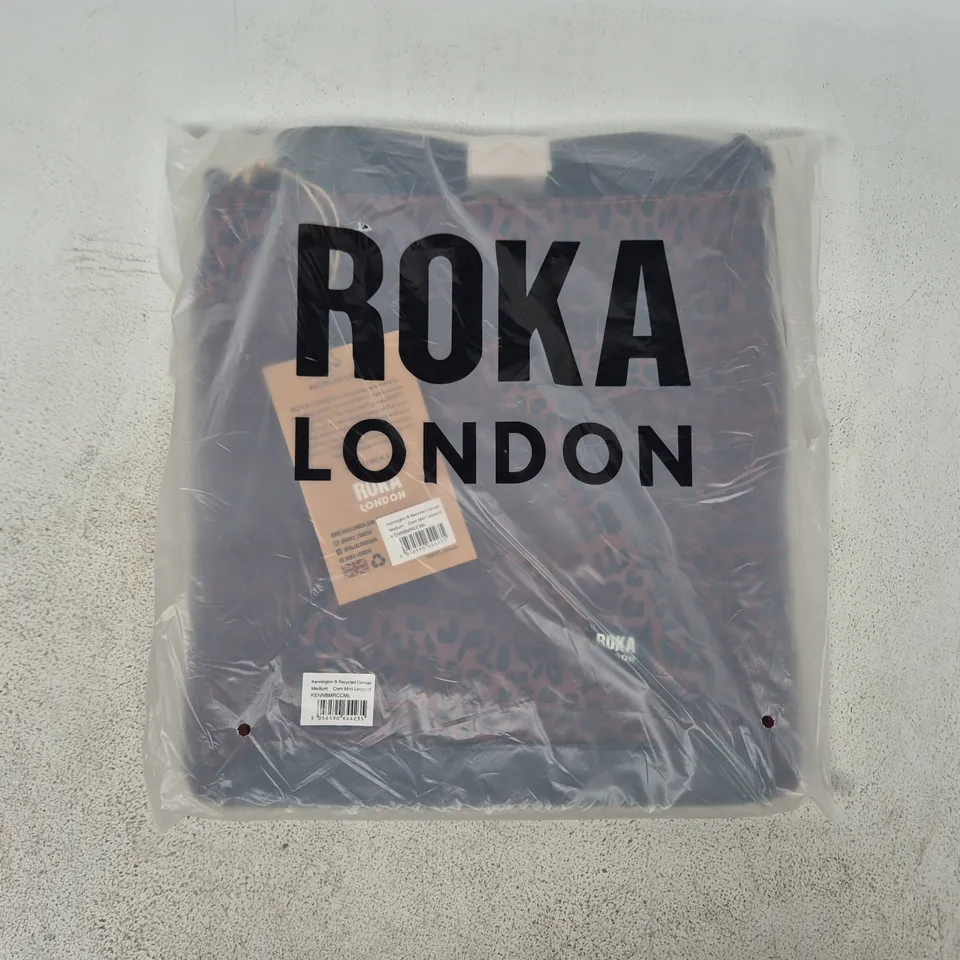 BAGGED ROKA KENNINGTON B RECYCLED CANVAS BAG IN CORN MINI LEOPARD - MEDIUM
