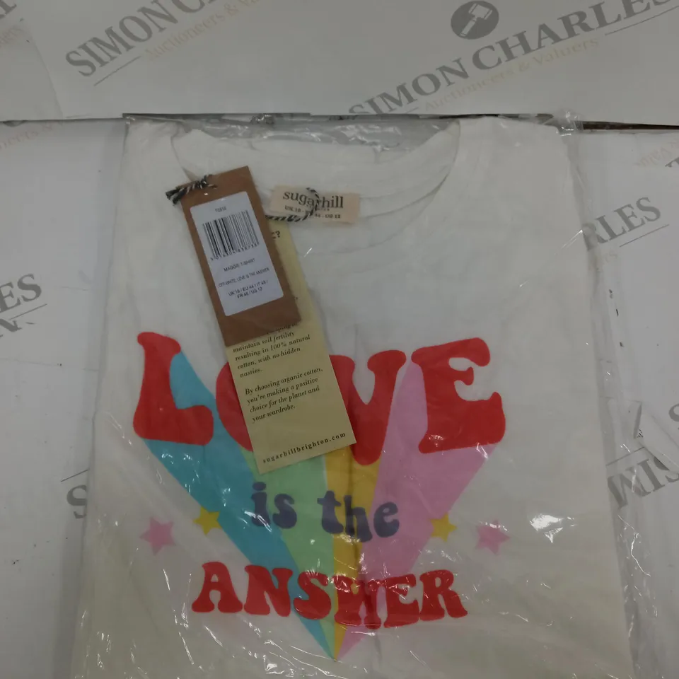 SUGARHILL LOVE IS THE ANSWER MAGGIE T-SHIRT IN OFF WHITE - 16