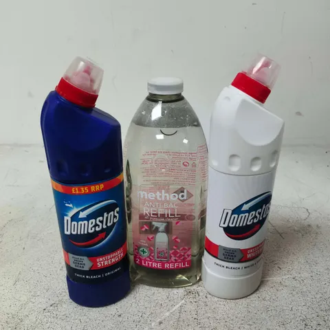 APPROXIMATELY 10 ASSORTED HOUSEHOLD PRODUCTS TO INCLUDE DOMESTOS BLEACH, METHOD REFILL, AIR FRESHENER ETC 