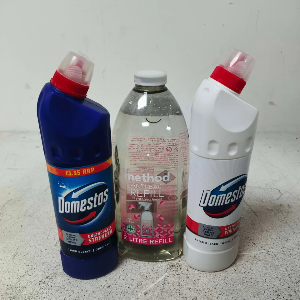APPROXIMATELY 10 ASSORTED HOUSEHOLD PRODUCTS TO INCLUDE DOMESTOS BLEACH, METHOD REFILL, AIR FRESHENER ETC
