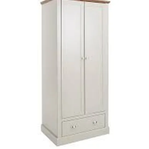 BOXED GRADE 1 CRAWFORD LIGHT GREY 2-DOOR WARDROBE (3 BOXES)