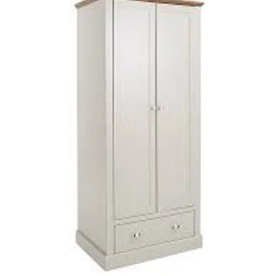 BOXED GRADE 1 CRAWFORD LIGHT GREY 2-DOOR WARDROBE (3 BOXES)