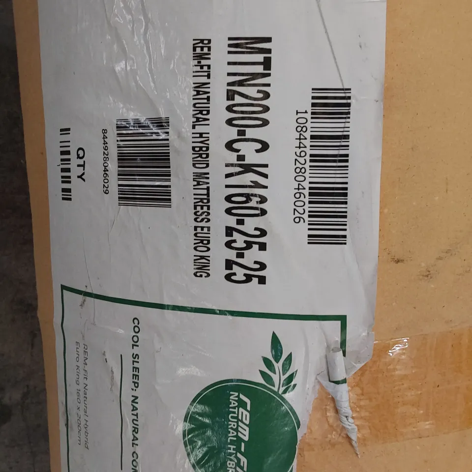 QUALITY ROLLED & BAGGED REM-FIT NATURAL HYBRID EURO KING SIZE MATTRESS 160 × 200cm 