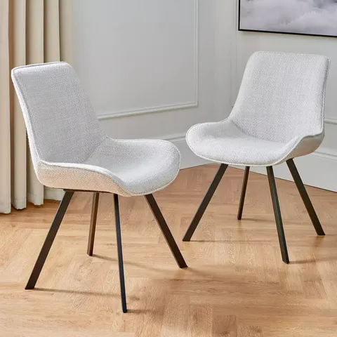 BOXED ARABELLA PAIR OF 2 FABRIC CHAIRS - GREY BLACK